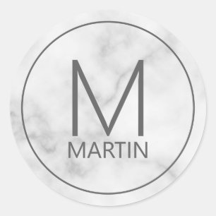 Adesivo Redondo Monograma Personalizado Moderno e Roteiro Clássico