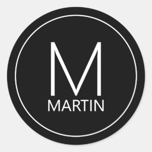 Adesivo Redondo Monograma Personalizado Moderno e Roteiro Clássico