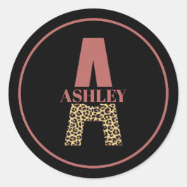 Adesivo Redondo Monograma Personalizado Uma Impressão Colar Rosa