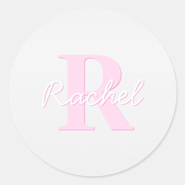 Adesivo Redondo Monograma Personalizável Custa | Mão e Cinza Rosa (Frente)