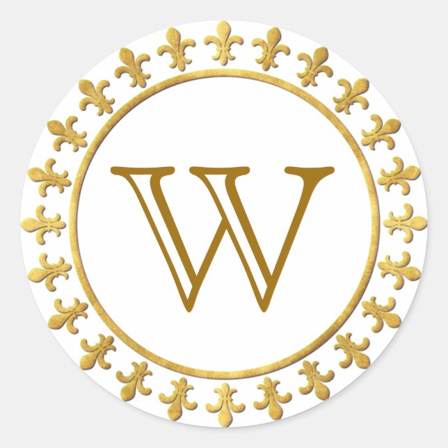 Adesivo Redondo Monograma Personalizável Fleur-de-lis (Frente)