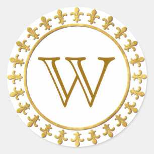 Adesivo Redondo Monograma Personalizável Fleur-de-lis