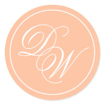 Monograma Pêssego 2 Inicial Elegante Branco Script