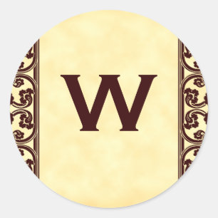 Adesivo Redondo Monograma Pessoal Elegante em Castanho