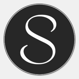 Adesivo Redondo Monograma Preto Bing Branco