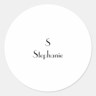 Adesivo Redondo Monograma Preto Branco Inicial Nome Personalizado