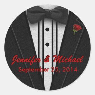 Adesivo Redondo Monograma preto do terno e do laço