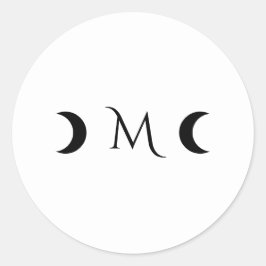Adesivo Redondo Monograma preto-e-branco do Crescente Moderno