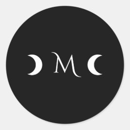 Adesivo Redondo Monograma preto-e-branco do Crescente Moderno