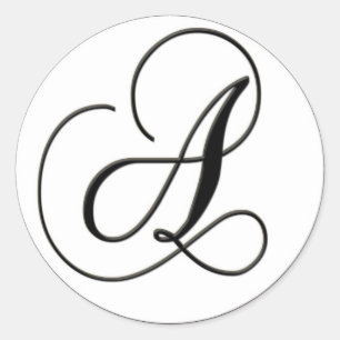 Adesivo Redondo Monograma preto e branco elegante - A