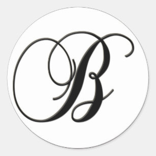 Adesivo Redondo Monograma preto e branco elegante - B -