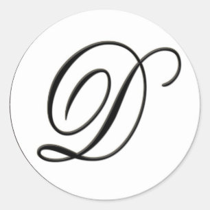Adesivo Redondo Monograma preto e branco elegante D