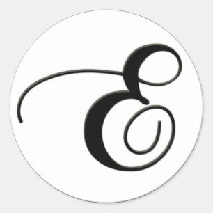 Adesivo Redondo Monograma preto e branco Elegante E