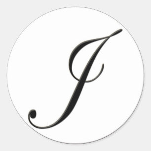 Adesivo Redondo Monograma preto e branco elegante J