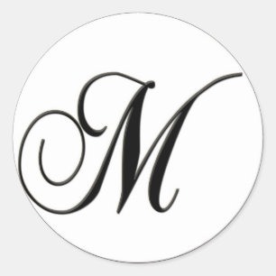 Adesivo Redondo Monograma preto e branco elegante M