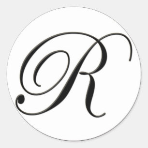 Adesivo Redondo Monograma preto e branco elegante R