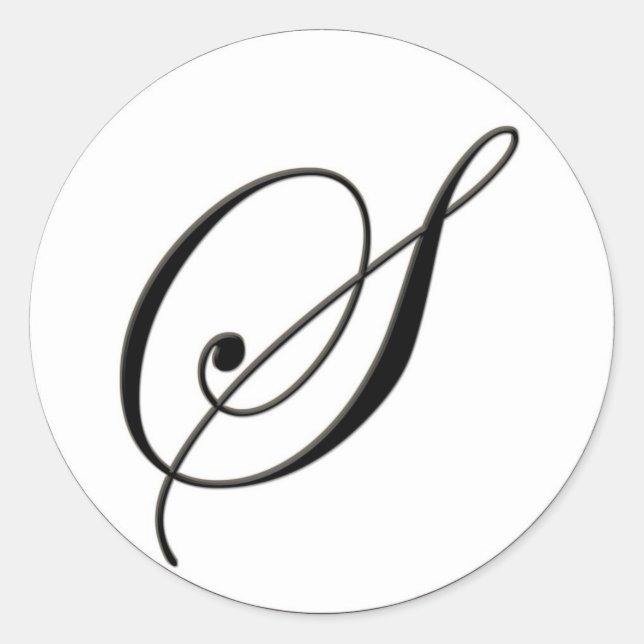 Adesivo Redondo Monograma preto e branco Elegante S (Frente)