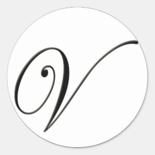 Adesivo Redondo Monograma preto e branco elegante V