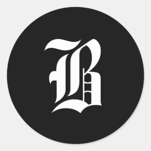 Adesivo Redondo Monograma preto e branco inicial B