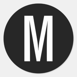 Adesivo Redondo Monograma preto e branco moderno simples