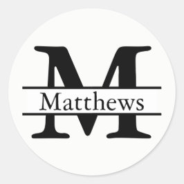 Adesivo Redondo Monograma preto e branco - Vinheta circular