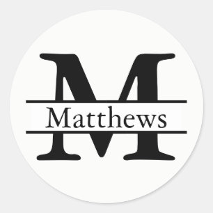 Adesivo Redondo Monograma preto e branco - Vinheta circular