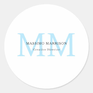 Adesivo Redondo Monograma Profissional Minimalista Preto Branco Az