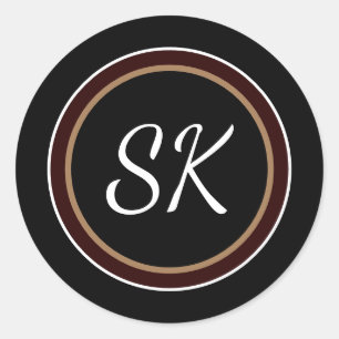 Adesivo Redondo Monograma Profissional Misturado Preto Elegante