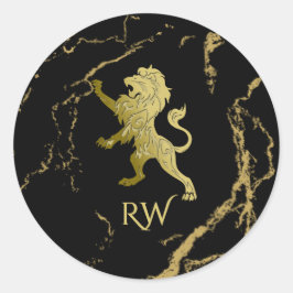Adesivo Redondo Monograma Real Leão Dourado