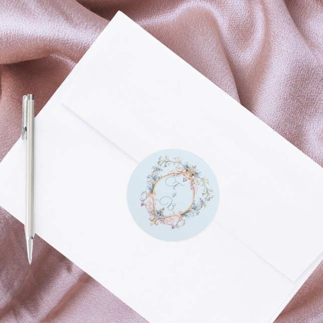 Adesivo Redondo Monograma Regency Blue Elegant (Criador carregado)