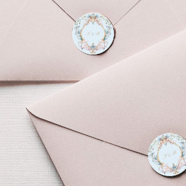 Adesivo Redondo Monograma Regresso Elegante Azul