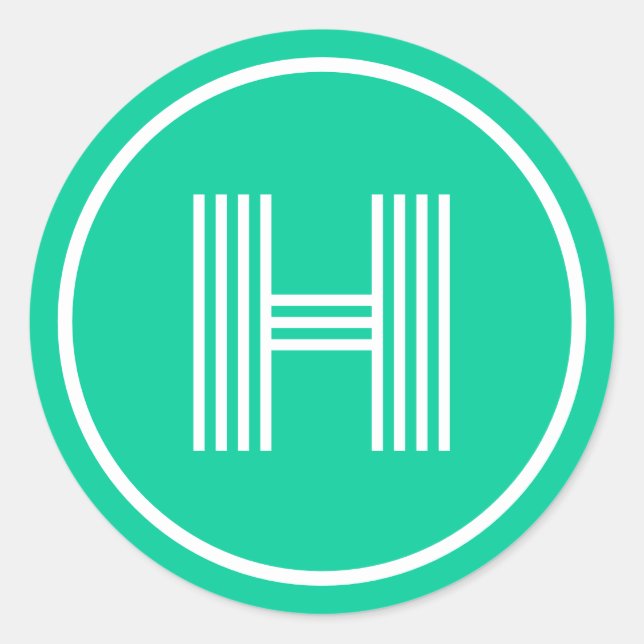 Adesivo Redondo Monograma Retroativo Caribe Inicial Verde (Frente)