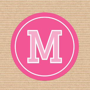 Adesivo Redondo Monograma Retroativo Personalizado Cor-de-rosa