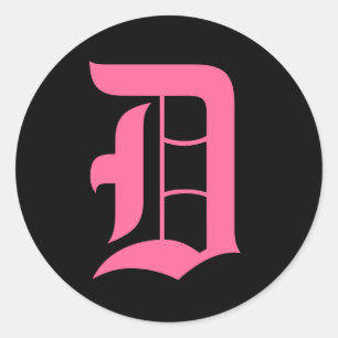 Adesivo Redondo Monograma Rosa D