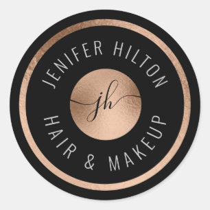 Adesivo Redondo Monograma rosa de círculo mínimo