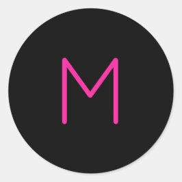 Adesivo Redondo Monograma rosa e preto moderno editável