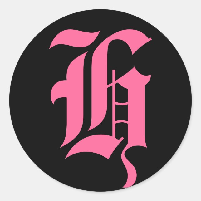Adesivo Redondo Monograma Rosa H (Frente)