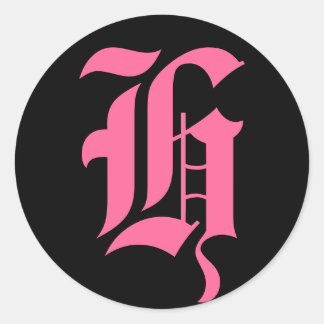 Adesivo Redondo Monograma Rosa H