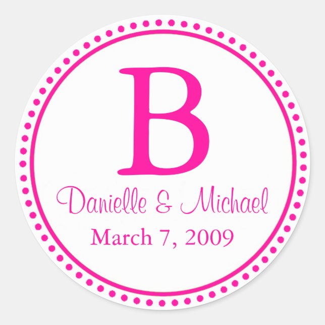 Adesivo Redondo Monograma Rosa Quente (Frente)