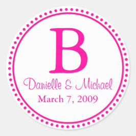 Adesivo Redondo Monograma Rosa Quente