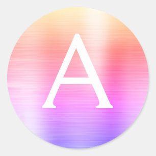 Adesivo Redondo Monograma Roxo e Rosa Girassol