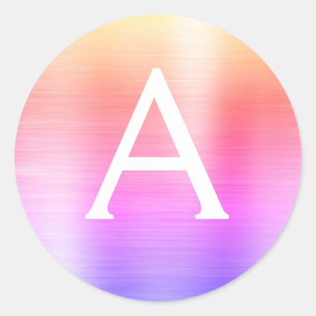 Adesivo Redondo Monograma Roxo e Rosa Girassol (Frente)