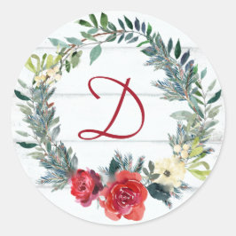 Adesivo Redondo Monograma Russo Aquarela Natal