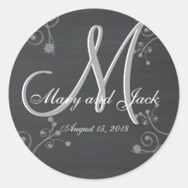Adesivo Redondo Monograma Russo de Chalkboard 3d