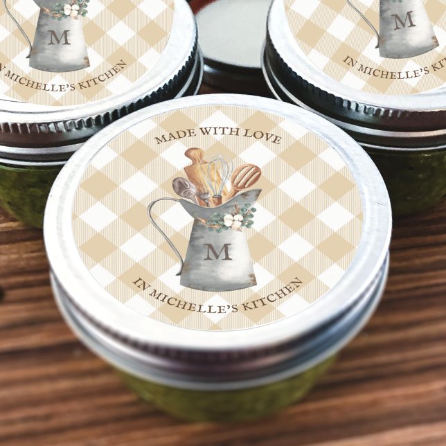 Adesivo Redondo Monograma Russo de Farmhouse (Criador carregado)