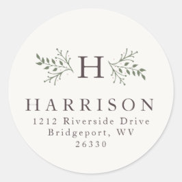 Adesivo Redondo Monograma russo Endereço de regresso de Natal