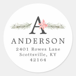 Adesivo Redondo Monograma Russo | Endereço para devolução de Natal