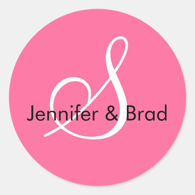 Adesivo Redondo Monograma S Casamento Primavera 2010 Selo Rosa (Frente)