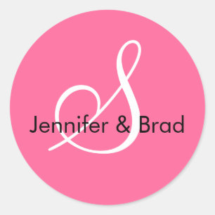Adesivo Redondo Monograma S Casamento Primavera 2010 Selo Rosa