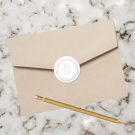 Adesivo Redondo Monograma S inicial de fecho branco de cera